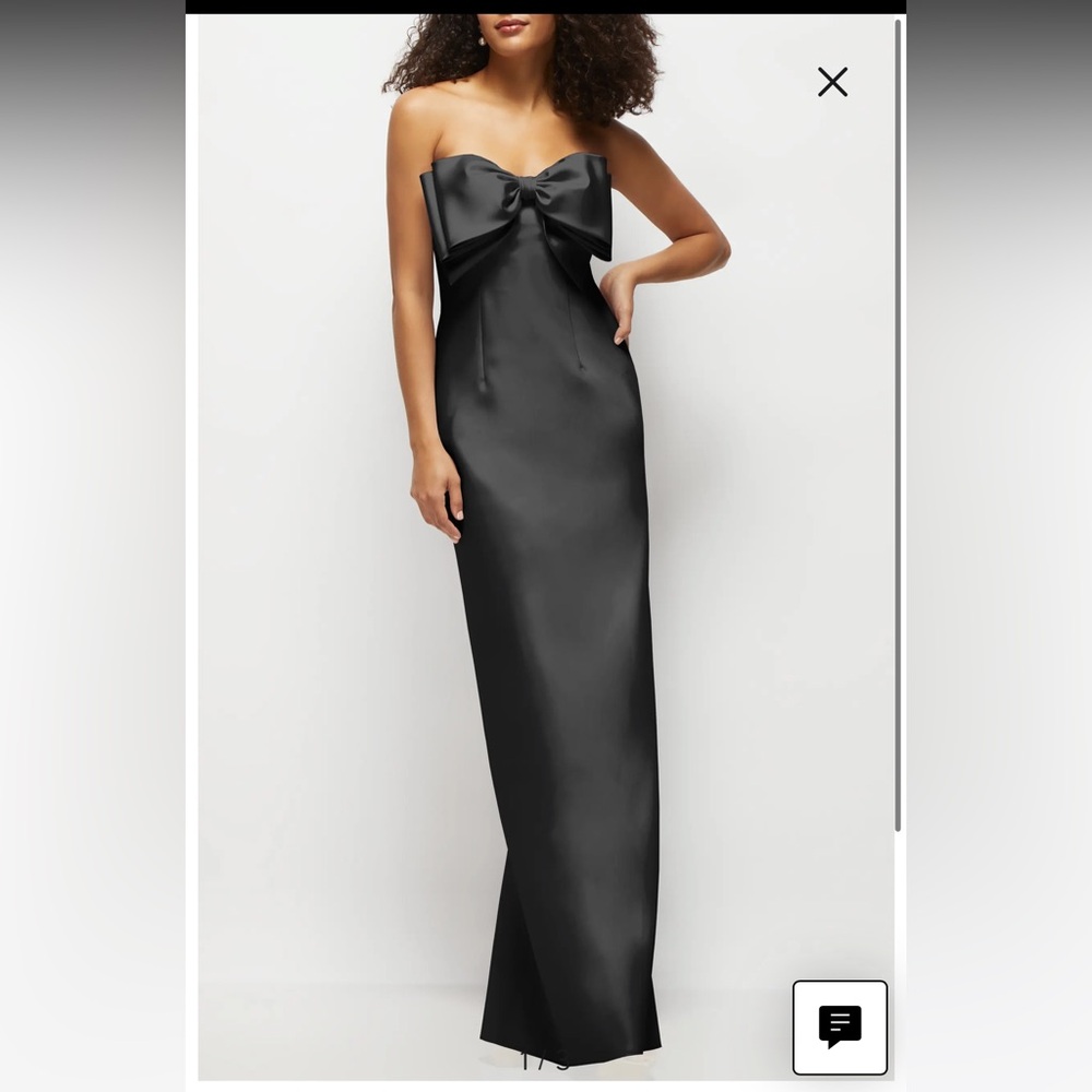NWT Alfred Sung Bow Detail Strapless Satin Twill Column Gown